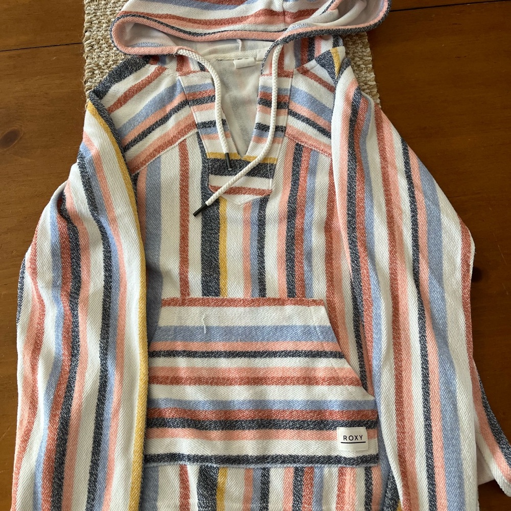 Roxy Multicolor Striped Poncho Hoodie